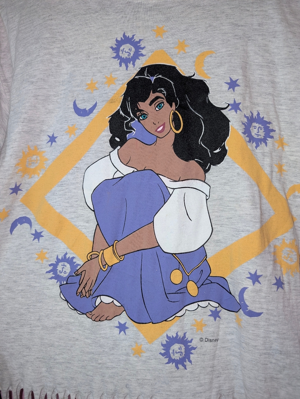 Vintage 90s Disney Esmeralda Hunchback Of Notre Dame Fringe T-Shirt - Picture 3 of 6